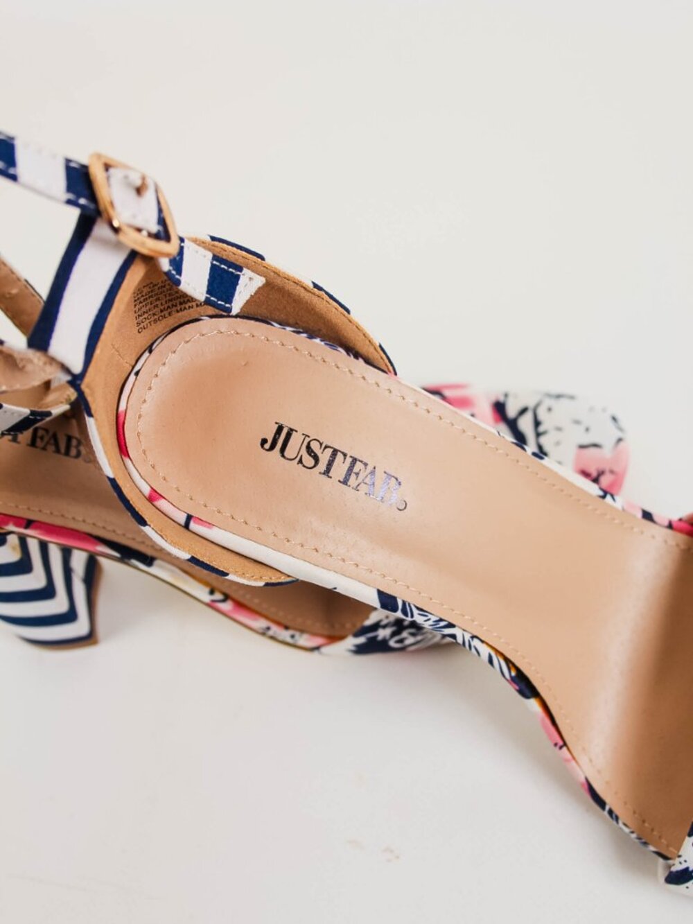 JustFab Lena Floral Stripe Block Heel Sandals Size 10 - Picture 7 of 10